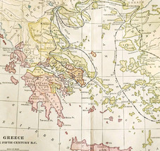 1929 Map Europe Greece 5th Century BC History Paths Of Xerxes Mardonius ... - $554.45 MXN