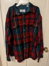 Vintage River Trader Plaid Wool Multicolor Button-Up Flannel Shirt Size XL - £16.64 GBP