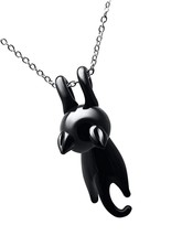 Black Cat Hand Blown Glass Black Kitty Necklace - £40.20 GBP