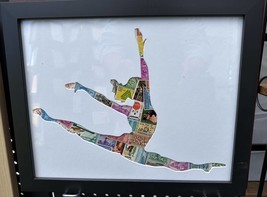 Ballerina Leaping! - Vintage Postage Stamp Collage Art - £69.84 GBP