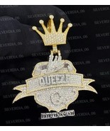 Round Cut Simulated Diamond Gold Plated 925 Silver Men&#39;s Customized Pendant - €370,20 EUR