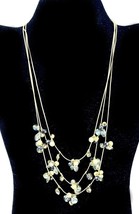 Kenneth Cole 3 Strand Gold Tone Necklace Smoky Gray Blue Pearl Beads 20” - €4,72 EUR