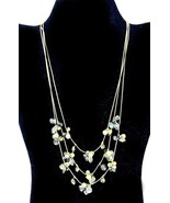 Kenneth Cole 3 Strand Gold Tone Necklace Smoky Gray Blue Pearl Beads 20” - €4,67 EUR