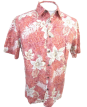 ISLAND SHORES Men Hawaiian ALOHA shirt pit to pit 23.5 sz M camp luau floral - £13.27 GBP