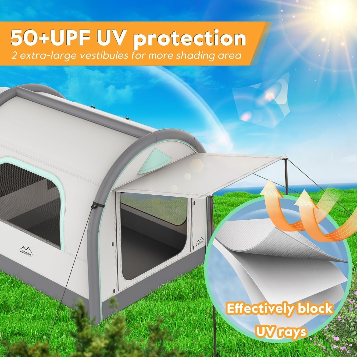 M KARMATER Inflatable SUV Tent for Camping 6-Person Tent with Detachable Car Att Item image 8