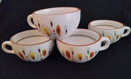 Set of 4 Vintage Stangl Pottery Amber Glo Hand Painted Tea Coffee Cups Mugs - $34.65