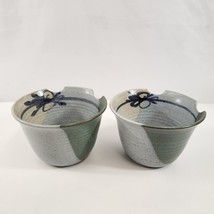 John Bade Hawaii Studio Pottery Bowls Ribbon Design Stoneware Vtg Pair - £76.29 GBP