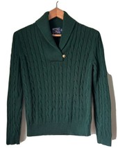 American Living Shawl Collar Sweater Sz M, Green Cable Knit, Excellent Condition - £15.02 GBP