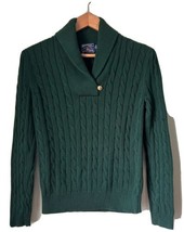 American Living Shawl Collar Sweater Sz M, Green Cable Knit, Excellent Condition - £14.79 GBP