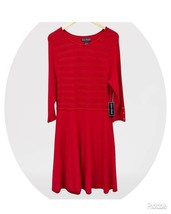 Jessica Howard Red Textured Long Sleeve Knee Length Dress Size L NWT - $40.85
