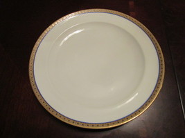 Limoges J.L. Coquet c1940s gold and blue rim,12 plates 7 3/4 &quot;, &quot;Unique&quot; pattern - £234.96 GBP