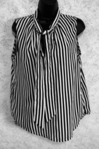 H&amp;M Black and White Striped Sleeveless Top Ties at Neck Size 6 Polyester - £14.62 GBP