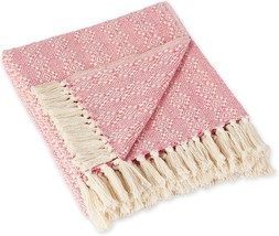 Dii Rustic Farmhouse Cotton Diamond Patterned Blanket Throw With Fringe For - £25.56 GBP