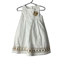 Gymboree 2T White Girls Dress w/ Gold Embroidery - £8.21 GBP