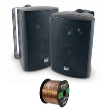 2x Dual LU47PB 4&quot; 100-Watt 3-Way Indoor/Outdoor Black Speakers, 16-G 50 ... - $118.99