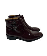 Franco Sarto Riddick Booties Burgundy Plum Patent Leather Side Zip Buckl... - $29.69