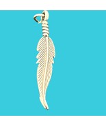 Sterling Silver 1.25&quot; Feather Necklace Charm Pendant - £23.02 GBP