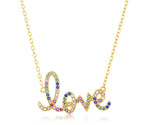 Gp rainbow cz &quot;love&quot; script necklace Women&#39;s Necklace .925 Silver 280119 - £63.34 GBP