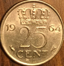 1964 Netherlands 25 Cents Coin - £1.79 GBP