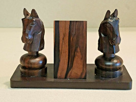 Mid Century Alii Woods Honolulu Teak Wood Carved Horse Head Desk Pen Holder - £23.15 GBP