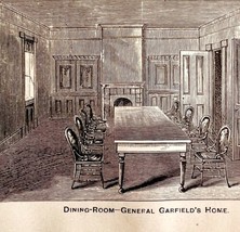 President General Garfield Dining Room 1881 Wood Engraving Victorian DWFF7 - £30.93 GBP