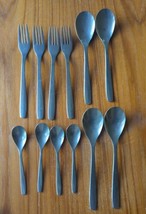 IKEA Mopsig Stainless Steel Flatware set of 12 (4 ea Fork, Soup Spoon, Teaspoon) - £15.21 GBP