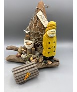 Vtg Maine Coastal Fisherman Lobster Trap Wooden Figurine Driftwood Net - $406.24 MXN