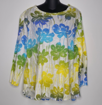 Fresh Produce Womens 1X Shirt Floral Flowers Art to Wear Tunic Made in USA - £23.69 GBP