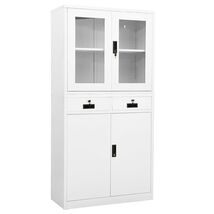 Office Cabinet White Steel and tempered glass 35.4 x 15.7 x 70.9 in - $763.83 CAD