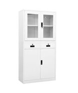 Office Cabinet White Steel and tempered glass 35.4 x 15.7 x 70.9 in - $653.26
