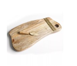 Cravings by Chrissy Teigen Wood Serving Board with Metal Trim and Cheese Knife - £33.98 GBP