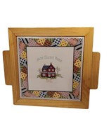 Patchwork Home Sweet Home Tile Trivet in Wood Casing with Handles 8.75&quot;x... - £9.69 GBP