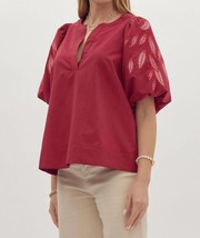 Entro boho embroidery top in Red - £34.50 GBP