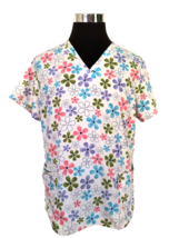 SB Scrubs Top Women&#39;s Size Large Multicolor Floral Medical Dental Vet Techs - $12.87