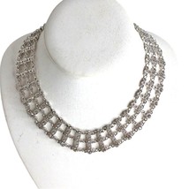 Swarovski Layered Crystal Rhinestone Rhodium Choker Necklace Vintage - $138.59