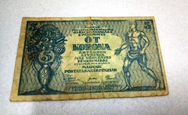 5 Korona Hungary 1919 rare RRR banknote - $19.79