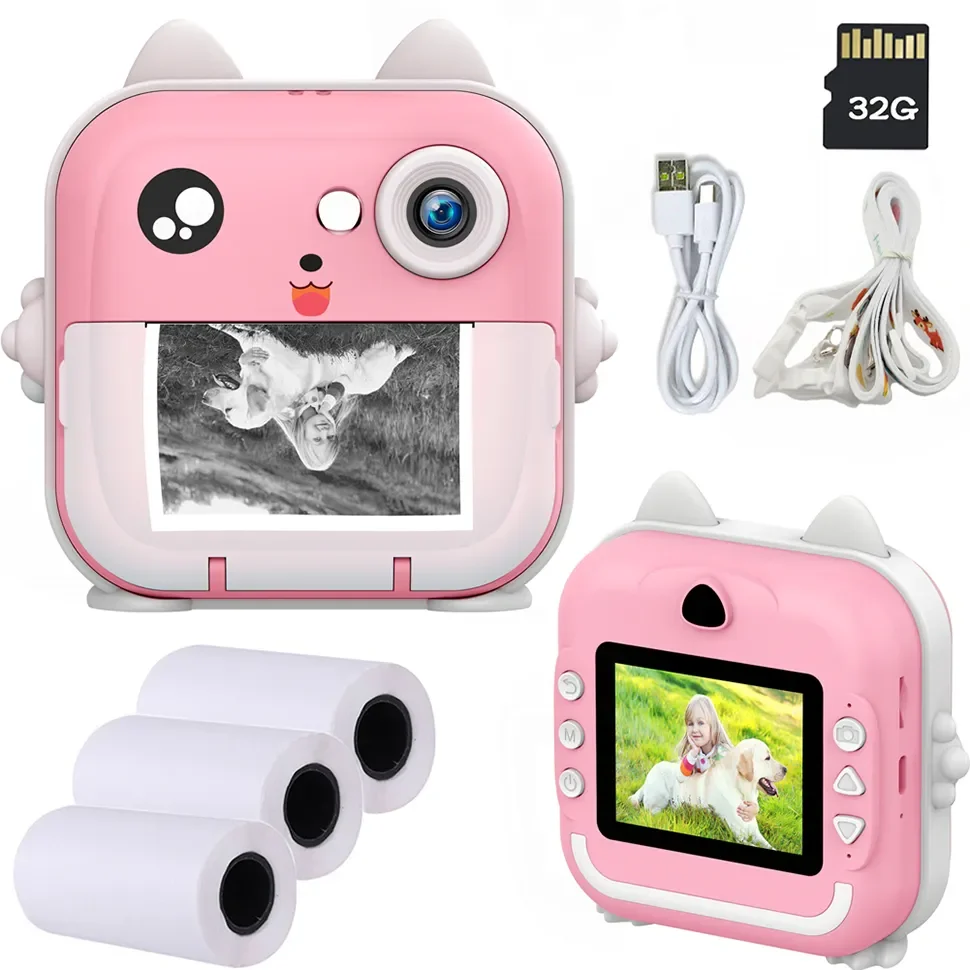 Kids Camera Instant Print Photo Mini Cat Digital Video Camera for Kids with Zero - £53.10 GBP