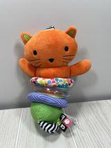 Kids Preferred cat plush rattle rings hanging crib baby toy orange multi... - $15.42