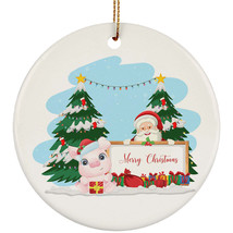 Merry Christmas Cute Pig And Santa Ornament Xmas Gift Decor For Animal Lover - £11.90 GBP