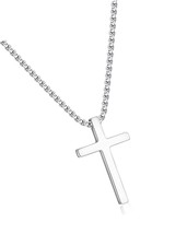 Cross Necklace for Men Stainless Steel Box Chain Cross Gold - £37.61 GBP