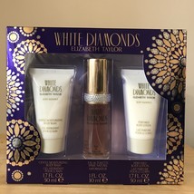 WHITE DIAMONDS by ELIZABETH TAYLOR 3pcs Set for WOMEN 1.0 OZ + 1.7 + 1.7 - £22.00 GBP