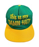 Vintage Snapback Cap Green/Yellow &quot;This is my DAMN HAT!&quot; Made in USA - £12.19 GBP