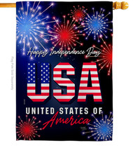 Freedom Usa House Flag Fourth Of July 28 X40 Double-Sided Banner - £29.55 GBP