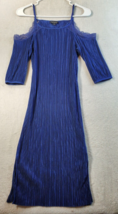Topshop Sheath Dress Womens Size 2 Blue Cold Shoulder Sleeve Round Neck Slit EUC - £13.98 GBP