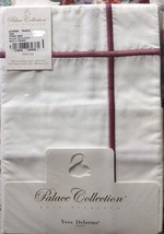Yves Delorme Athena White Euro Shams Red Stripe Cotton Percale Rubino 500TC NEW - £51.15 GBP