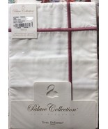 Yves Delorme Athena White Euro Shams Red Stripe Cotton Percale Rubino 50... - £50.32 GBP