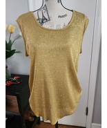 GEPETTO Copyrighted Designs Gold Top Glitz Retro Sleeveless Large USA Ma... - $26.00