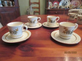 Set Of Four Stangl Pottery Golden Blossum Cup And Saucers - £14.87 GBP