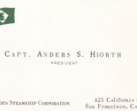 Antique Business Card - Captain Anders S. Hiorth - Everglades Steamship ... - £6.36 GBP