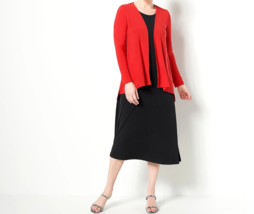 Attitudes by Renee Como Jersey Midi Dress &amp; Cardigan Set- RED BLACK, Pet... - $34.65